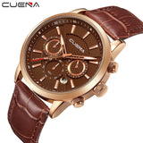 CUENA Brand Watches Men Fashion Analog Man Clock Genuine Leather Watch