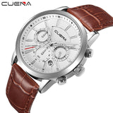 CUENA Brand Watches Men Fashion Analog Man Clock Genuine Leather Watch