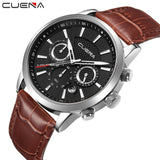 CUENA Brand Watches Men Fashion Analog Man Clock Genuine Leather Watch