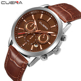 CUENA Brand Watches Men Fashion Analog Man Clock Genuine Leather Watch