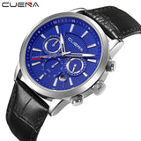 CUENA Brand Watches Men Fashion Analog Man Clock Genuine Leather Watch