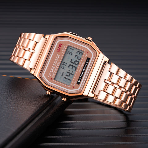 Luxury Rose Gold Women Men Digital Watches