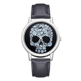 High quality female watch skull print quartz leather women's