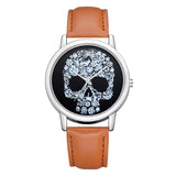High quality female watch skull print quartz leather women's